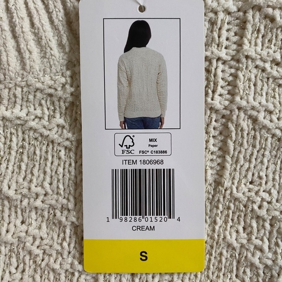 Weatherproof Vintage Women's Chenille Crewneck Sweater, Cream/Shimmer, Small NWT - Picture 4 of 16